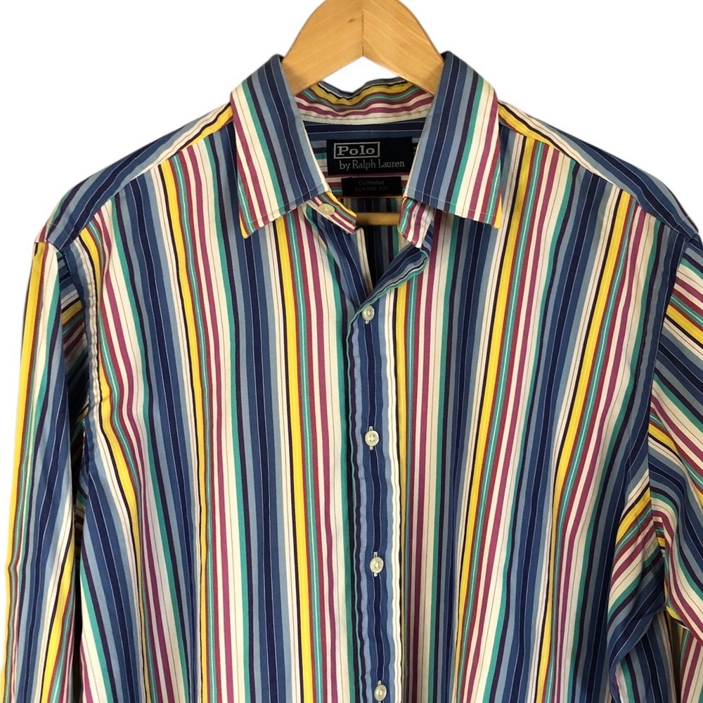 VTG Polo by Ralph Lauren Men’s Curham Classic Fit Multi-Stripped Dress Shirt